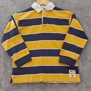 Vintage Boys Cherokee Rugby Shirt Yellow & Navy Striped Long Sleeve Cotton Size